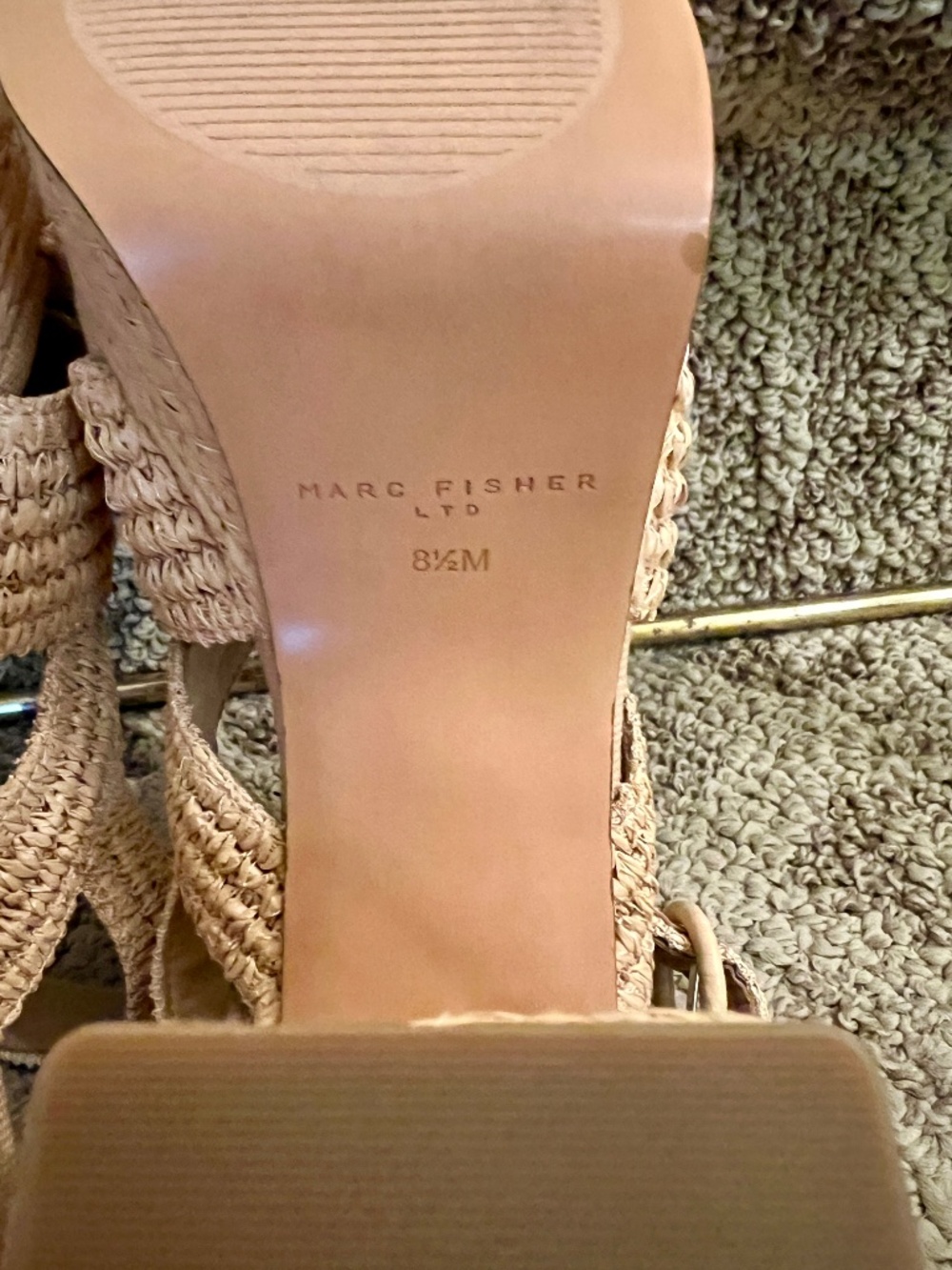 EUC Marc Fisher LTD Caddy Platform Natural Raffia Sandals Size 8.5 - Picture 9 of 9